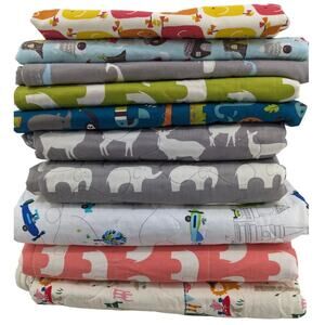 9 Pound Lot 10 NEW Handmade Receiving BABY BLANKETS ~ Retro Animal Cotton Fabric